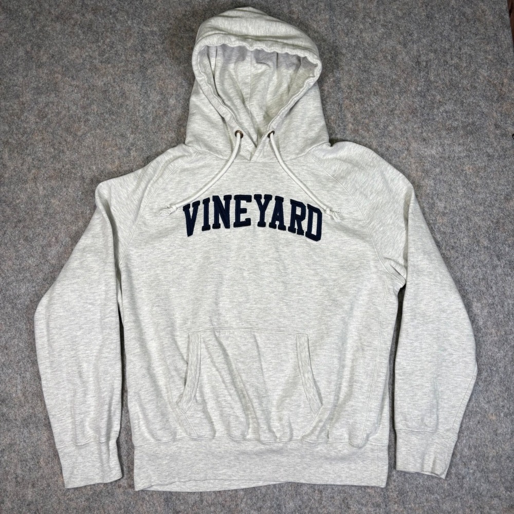 VTG Vineyard Hoodie Mens XL Gray‎ Pullover Sweatshirt Raglan Sleeve Campus Crew